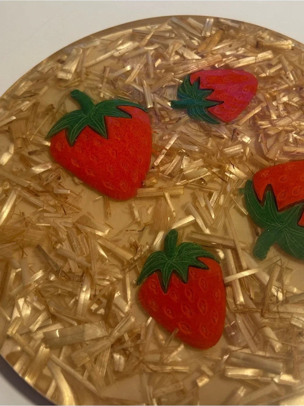 70s Vintage Lucite Trivet set with Strawberries